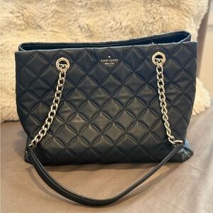 Kate Spade Navy Quilted Tote with Chain Handles
